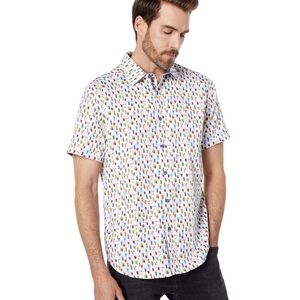 Robert Graham Coral Brews Short Sleeve Button Down Shirt Tropical Drink XL